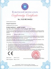 Conformity Certificate No.3125 ME 044/EU